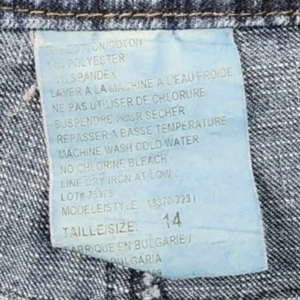 Tribal Denim A-Line Midi Skirt Blue‎ Womens Size 14 Stretch Paneled Jean Skirt